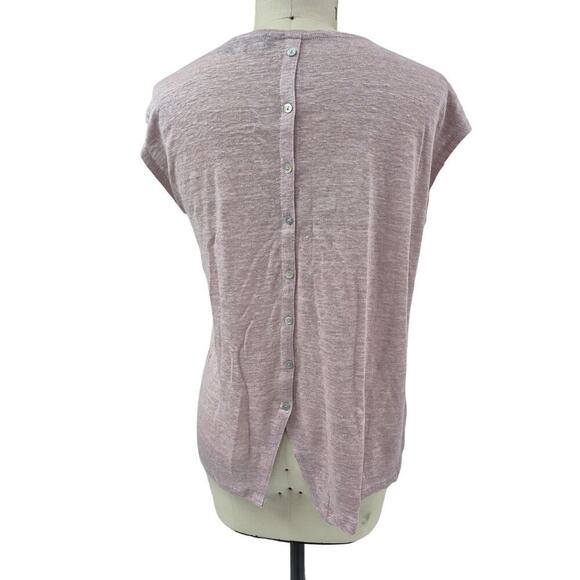 TAHARI 100% Linen Blush Pink Heathered Button down Back Sleeveless Top Sz L NWOT - Picture 2 of 4